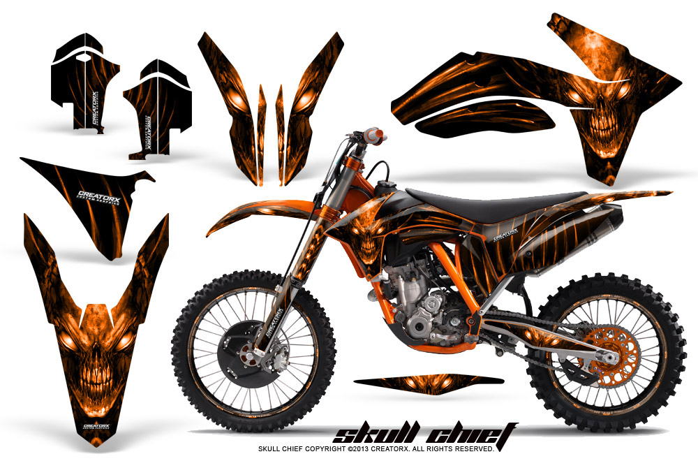 KTM C7 2011 Graphics Kit Skull Chief Orange NP Rims